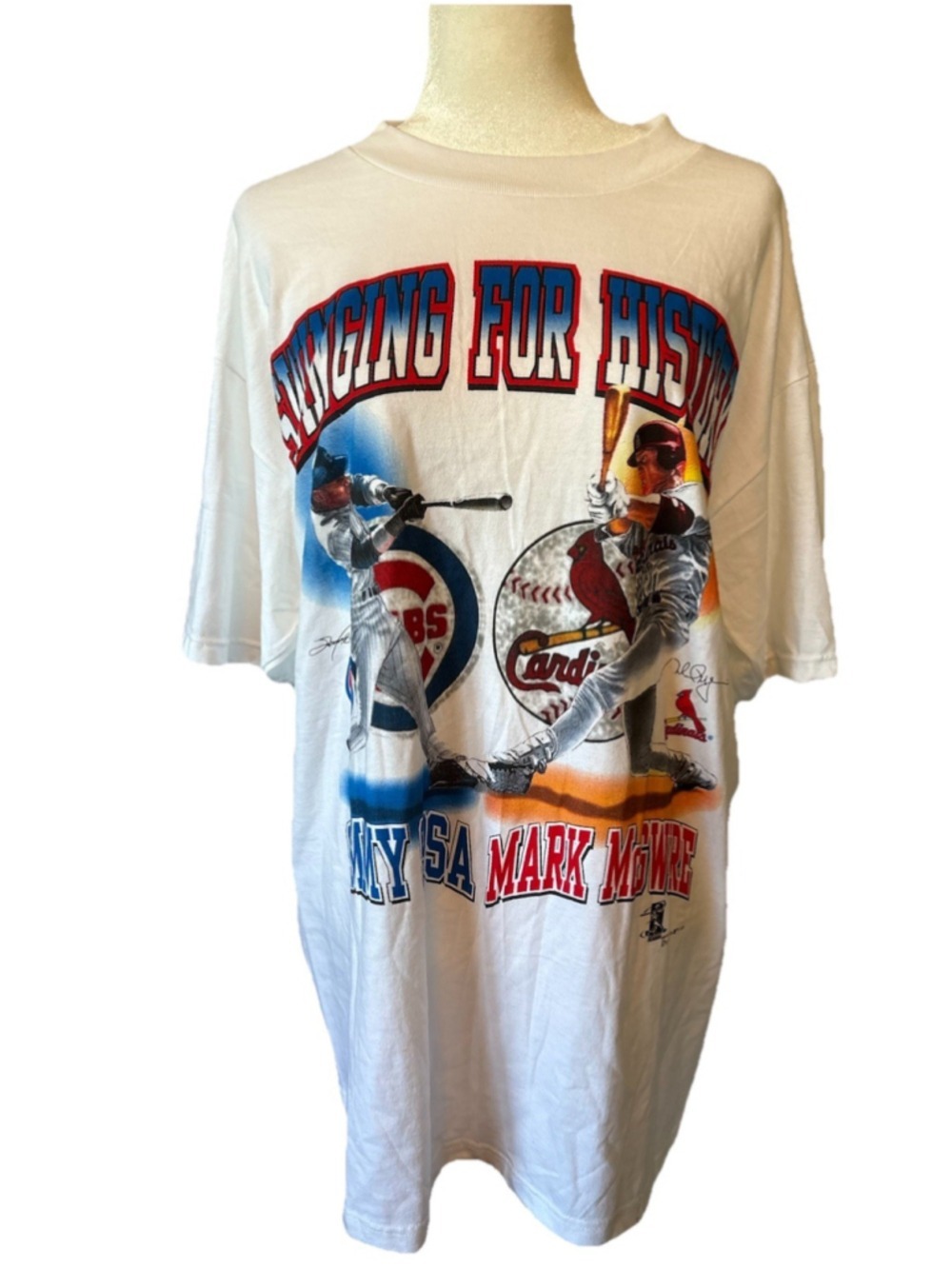 New Vintage 1998 Mark McGwire Sammy Sosa MLB Shirt XL Home Run Race NWT